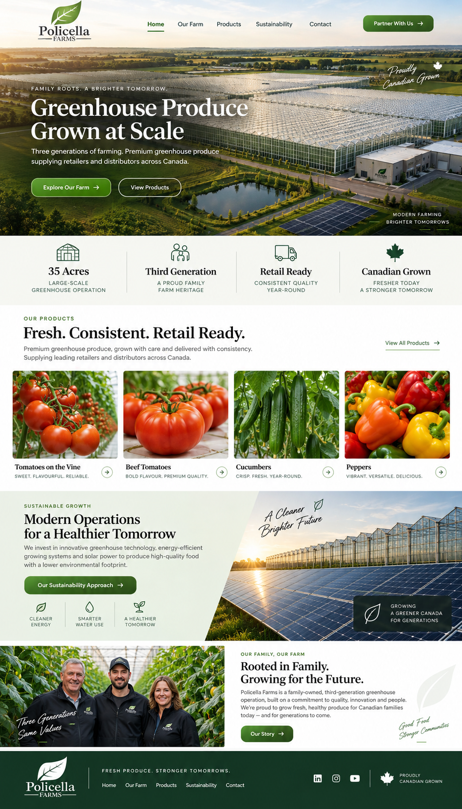 Policella Farms homepage design mockup